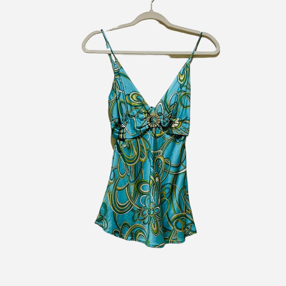Julie Brown Aqua Retro Silk Sexy Top